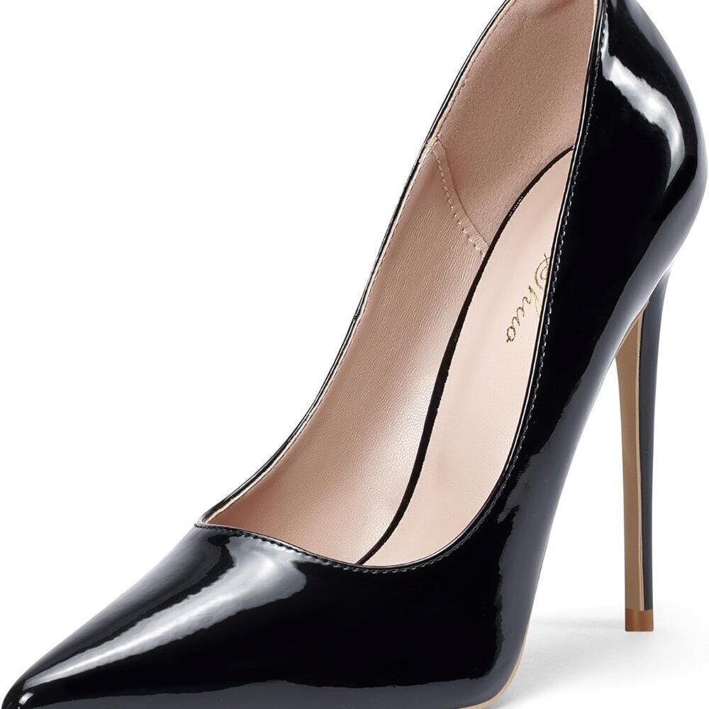 Women Pumps Leather 12cm Pointed Toe Stiletto Heels Party Elegant Shoes